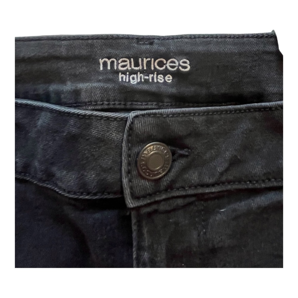 MAURICE'S BLACK DISTRESSED JEGGINGS VINTAGE HIGH RISE RIPPED JEANS SIZE … - Picture 9 of 12